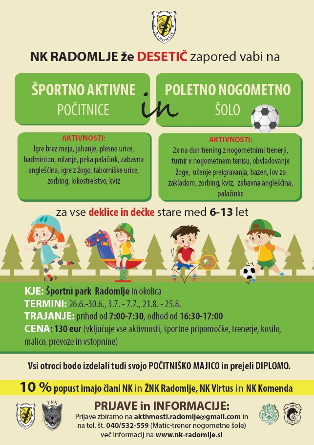 Poletna nogometna šola in Športno aktivne počitnice 2017